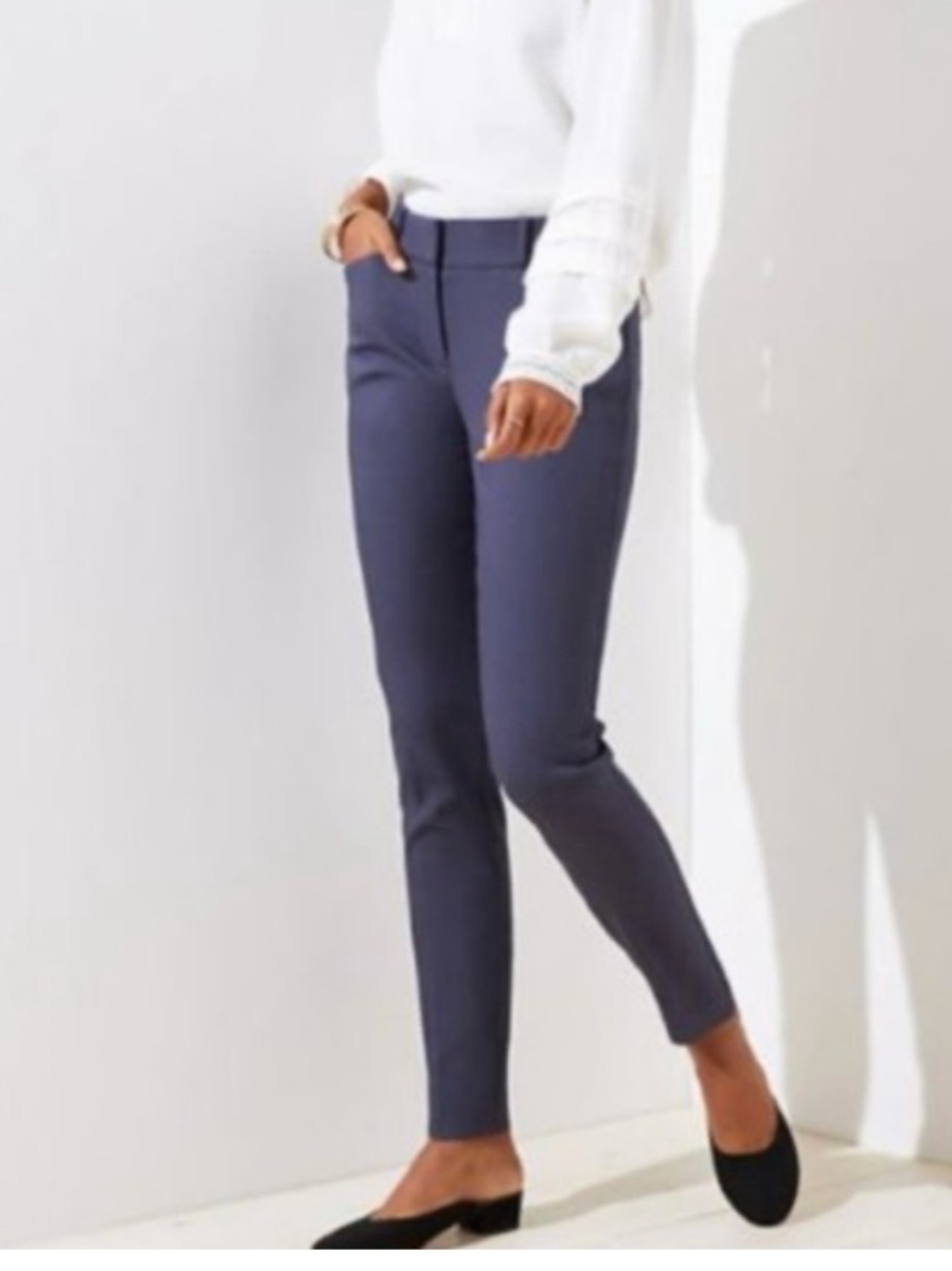 LOFT Marisa Blue/Gray Ankle Stretch Dress Pants